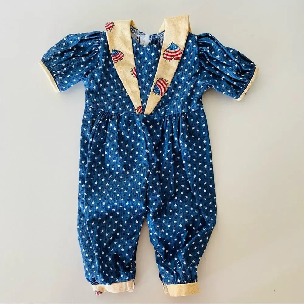 AMERICAN GIRL DOLL Blue Black Stars Americana Jumpsuit Romper Onesie Set 2